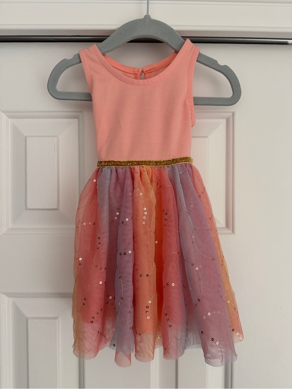 Nanette Lepore Coral Pink Sleeveless Sequin Tulle Dress